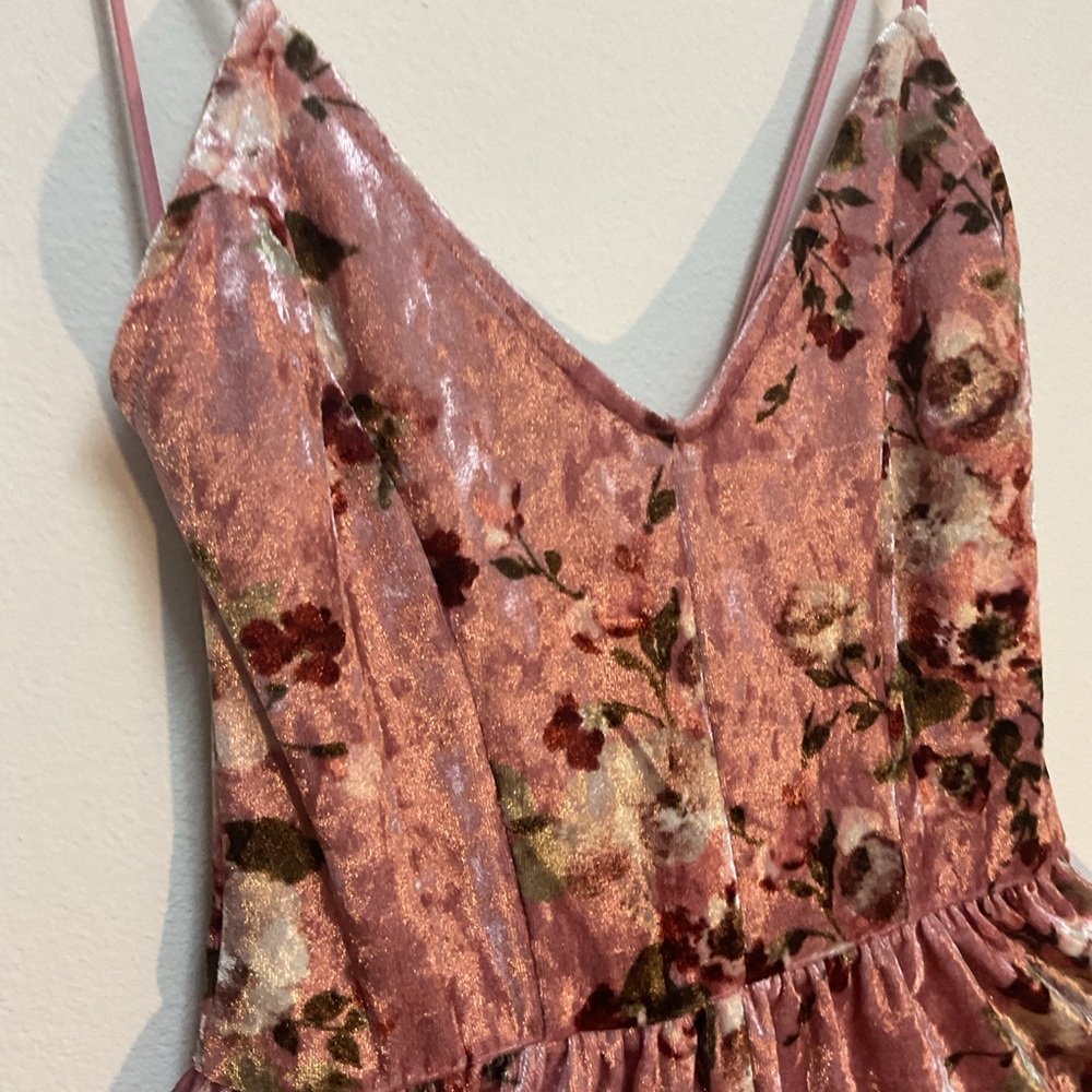 PacSun LA Hearts pink crushed velvet floral print strappy rompe Size Small. - Picture 3 of 11